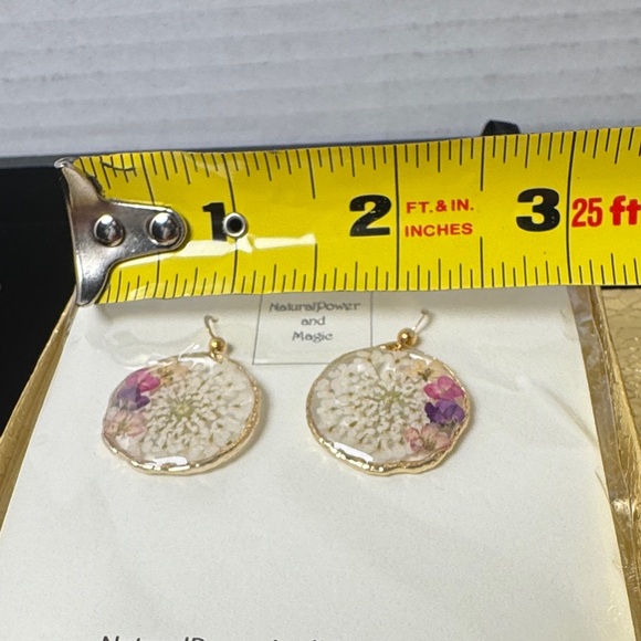 NWT‎ in Box Handcrafted Botanical Earrings Gold Purple Natural Power and Magic - Picture 4 of 7
